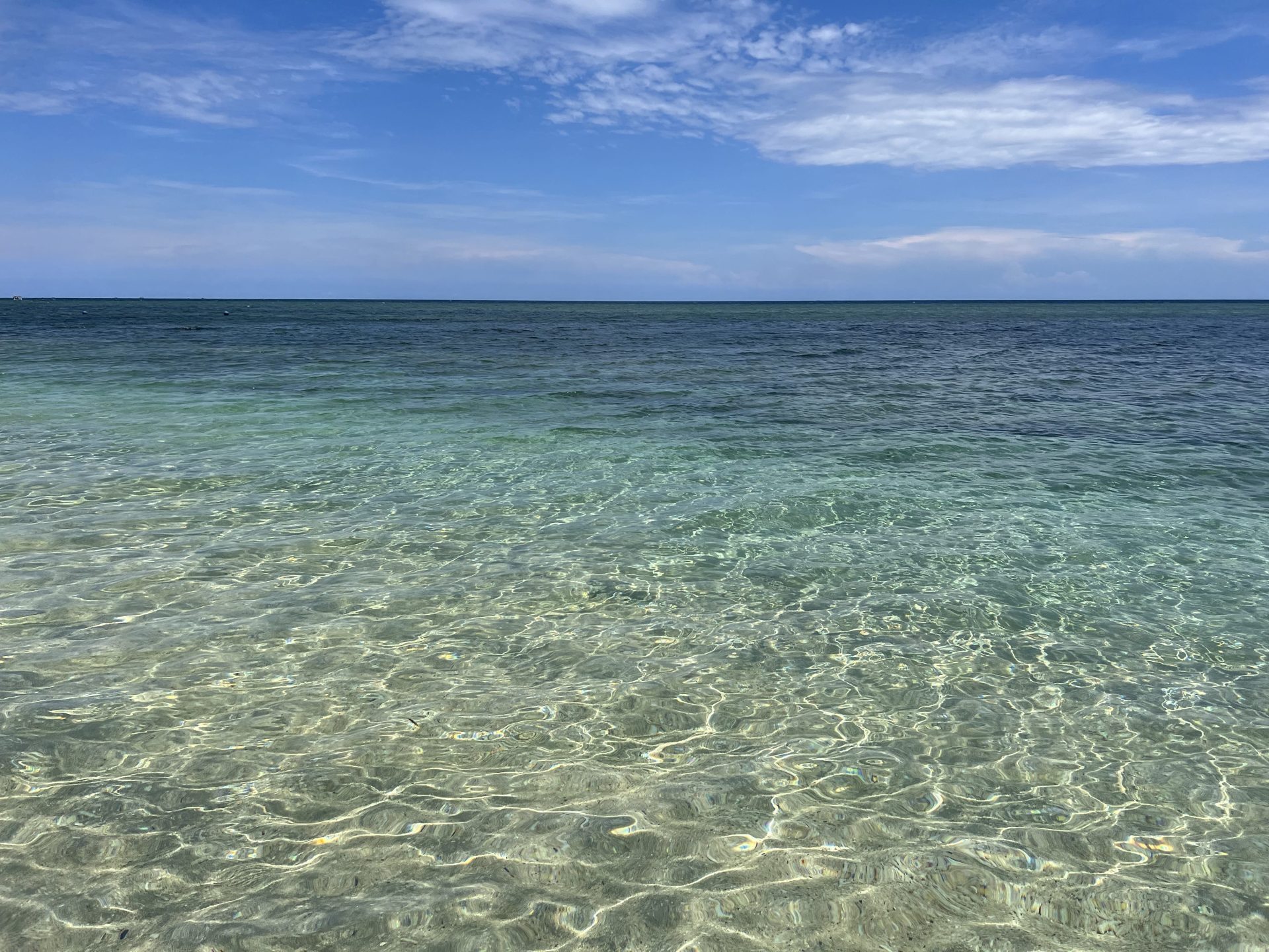 Travel photo showing tropical sea with 100% transparency.
